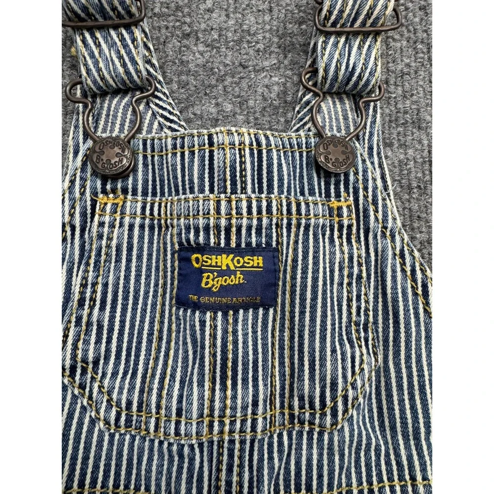 OshKosh Bgosh Baby Boy Hickory Stripe Vestbak Denim Overalls Blue White 12M